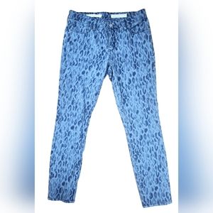 Anthropologie Pilcro & the Letterpress Blue Leopard Mid-Rise Skinny Jeans 28